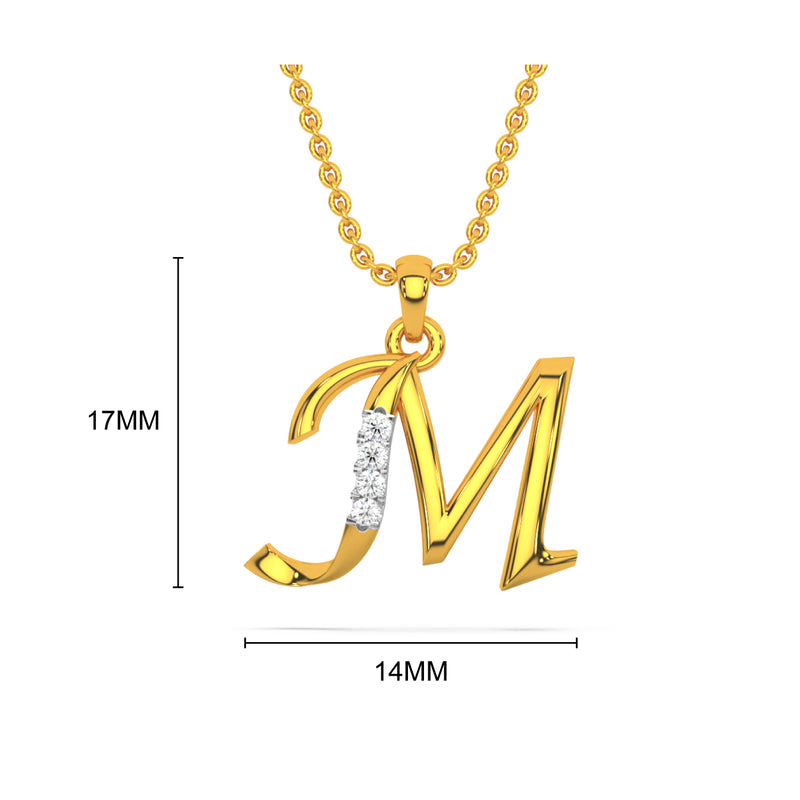 Alphabet M Diamond Pendant