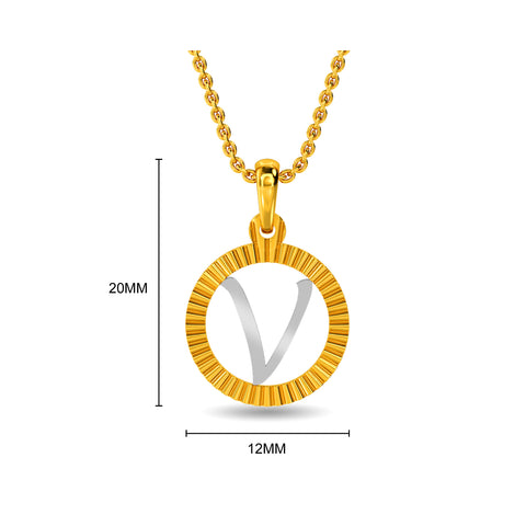 Initial V Gold Pendant
