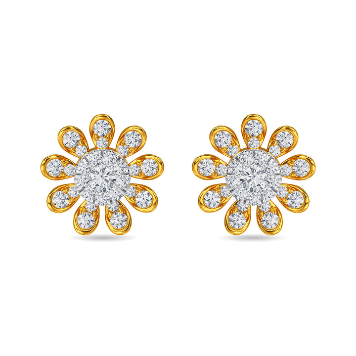 Trend Setting Rhodium Plated Stud Earrings in Floral pattern | Bridal –  Indian Designs