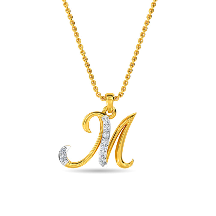 Gold necklace with letter M 1.58 g | JewelryAndGems.eu