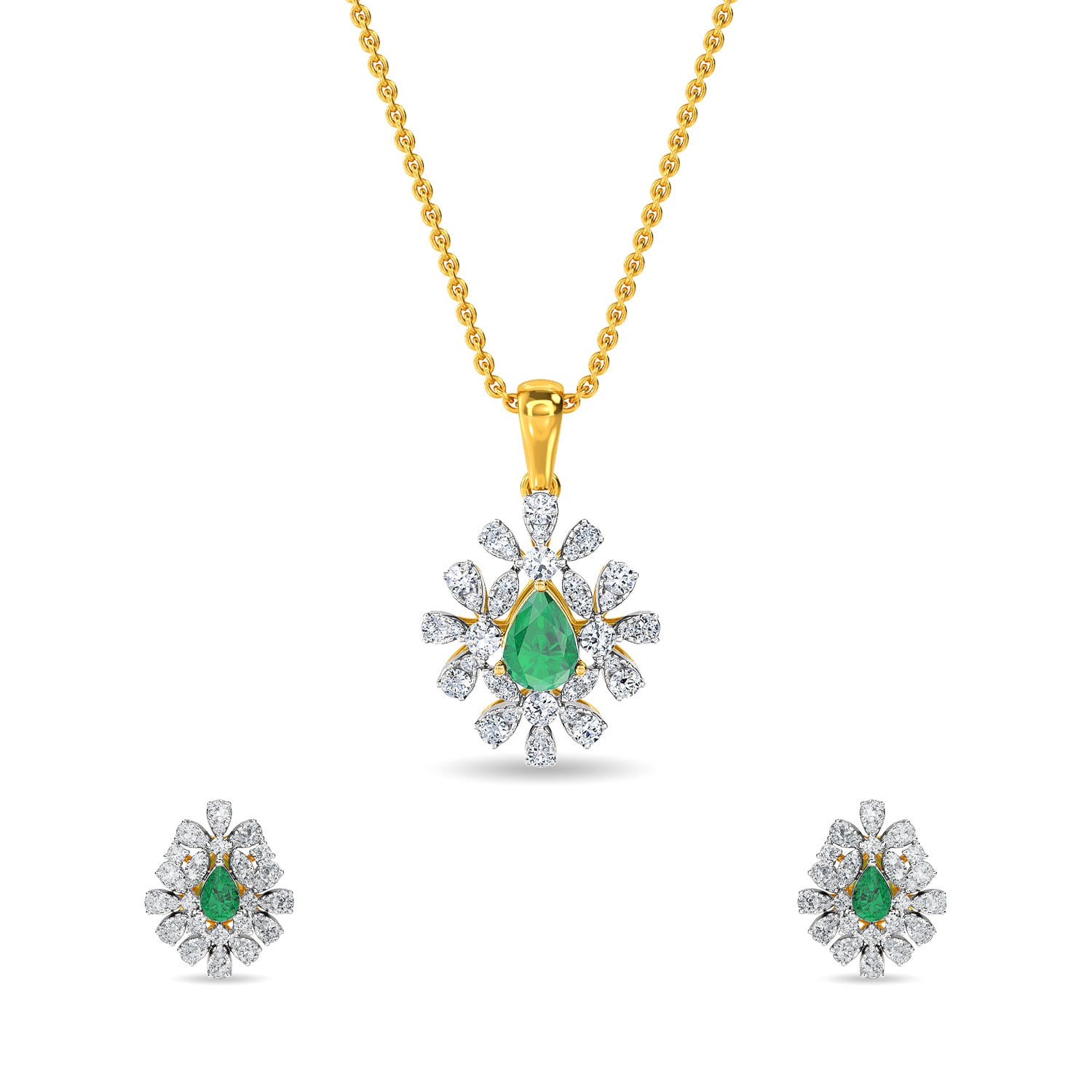 Shop Kelci Diamond Gold Pendant Set Online – Kisna
