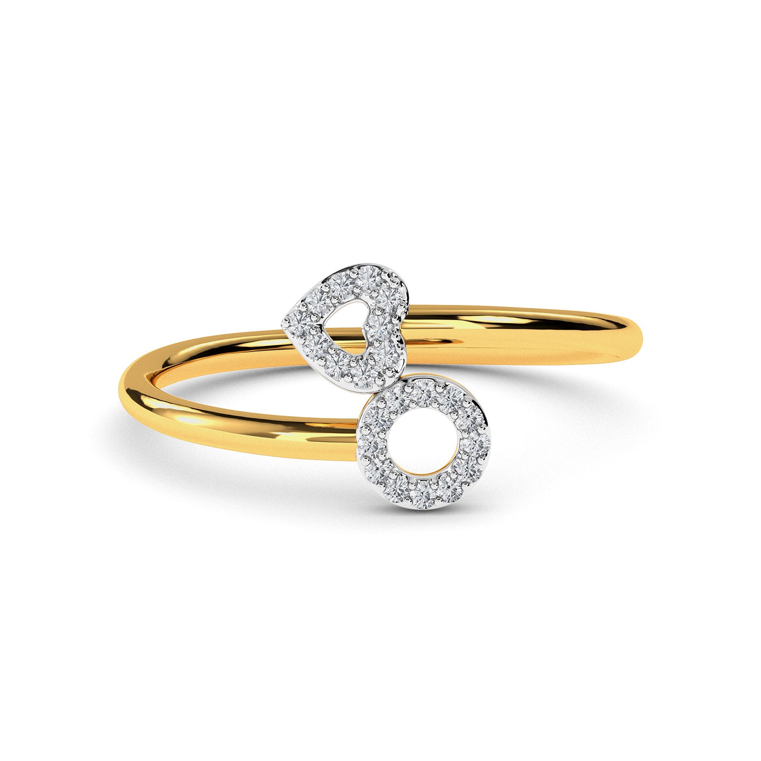 Letter P Ring cz , 14K Solid Yellow Gold