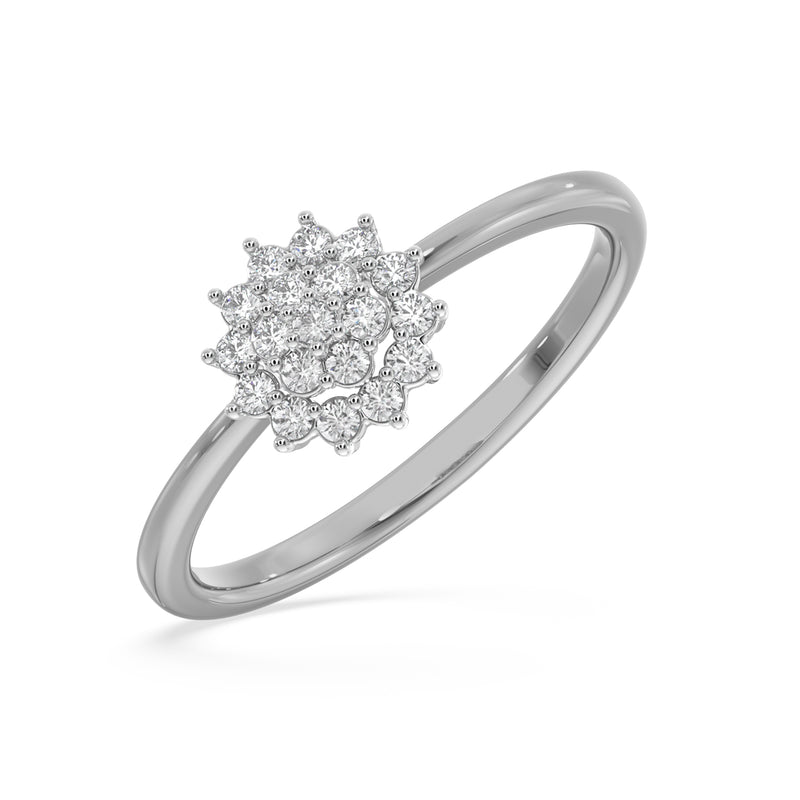 Diamond Flower Cluster Swirl Ring
