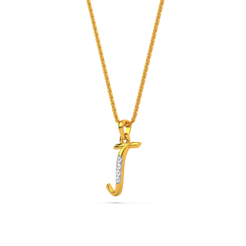 Alphabet J Diamond Pendant