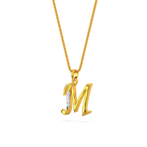 Alphabet M Diamond Pendant