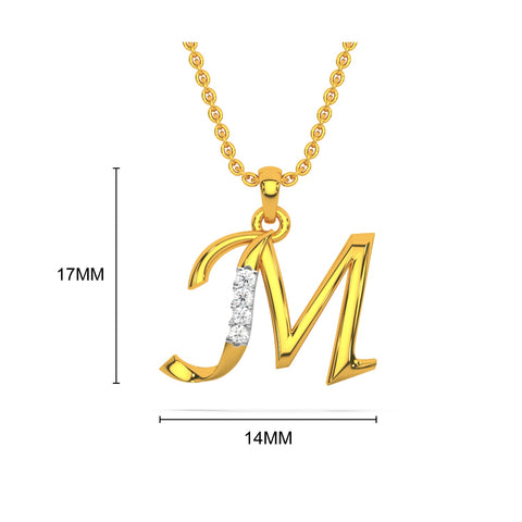 Alphabet M Diamond Pendant