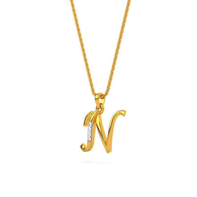 Alphabet N Diamond Pendant