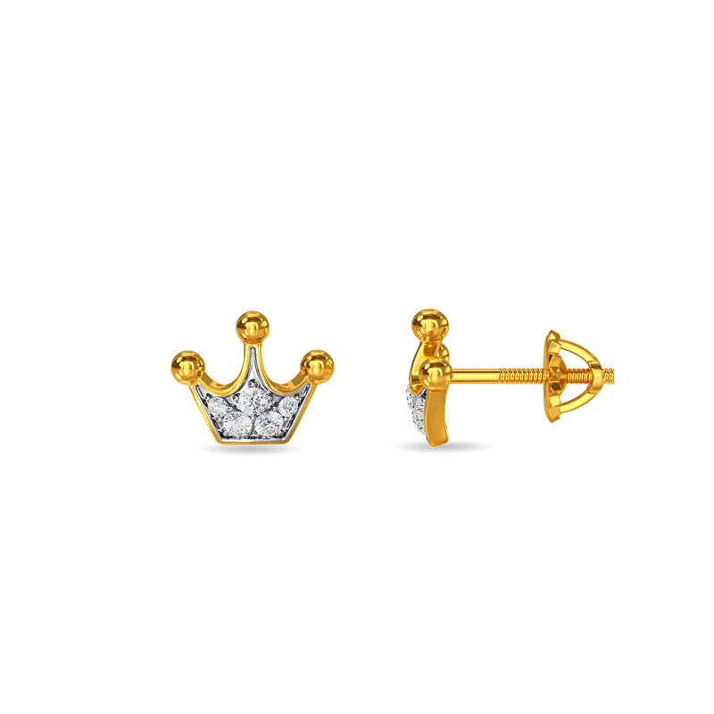 Diamond 3 Point Crown Stud Earrings in Yellow Gold | Borsheims