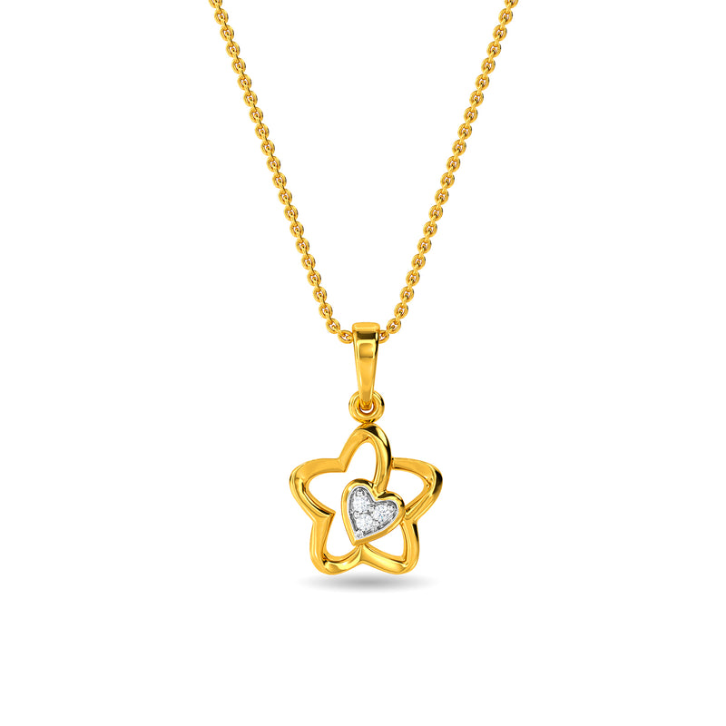 Srikara Alloy Gold Plated CZ/AD Flower Heart Fashion Jewelry Pendant with  Chain - SKP2564G