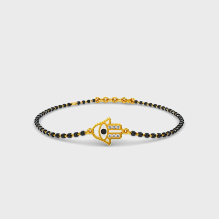 Round Pearl Evil Eye Double Mangalsutra Bracelet ( Gold ) – Cenora Jewellery