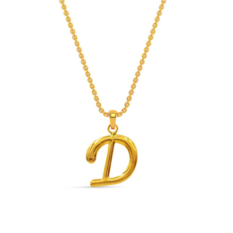 Alphabet D Gold Pendant