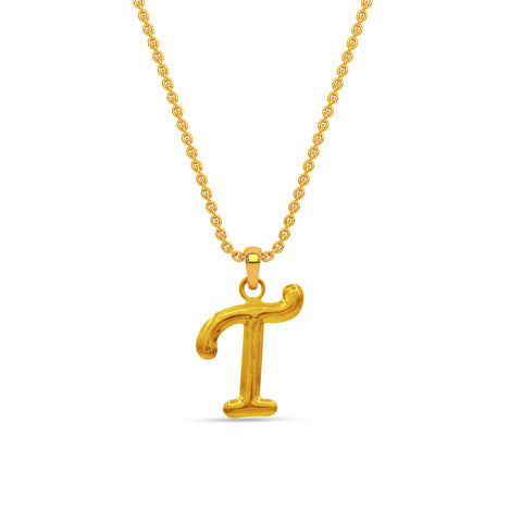 Alphabet T Gold Pendant