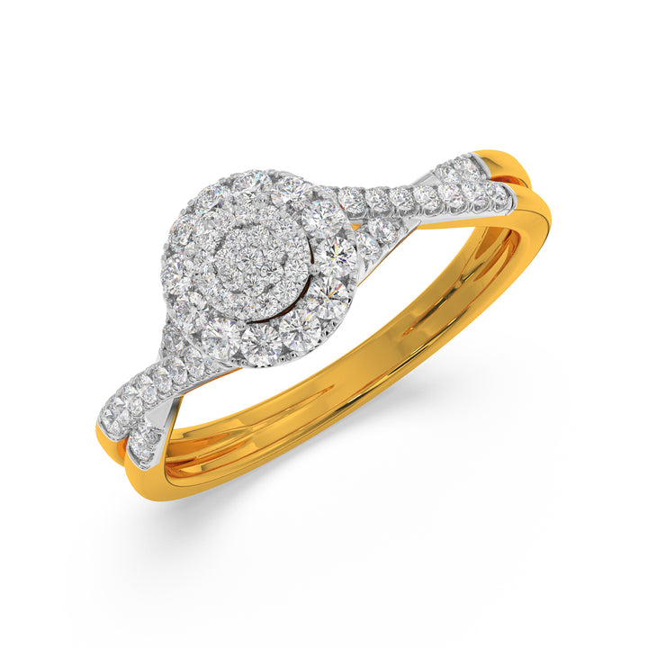Buy Glittering Diamond Finger Ring in Yellow Gold Online | ORRA