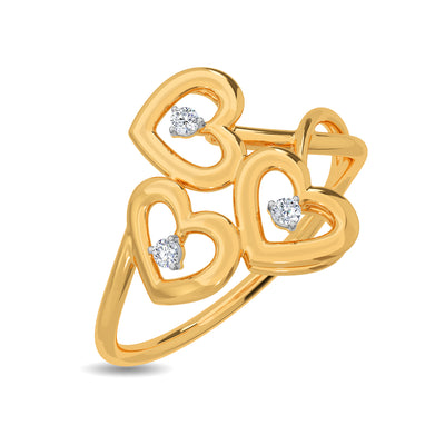 Elegant Heart Shaped Rhinestone Ring Fashionable Double - Temu