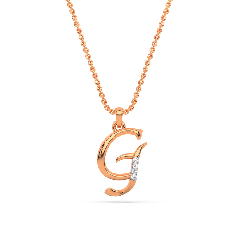 925 Sterling Silver CZ-Studded Initial Letter G Pendant Necklace, 16