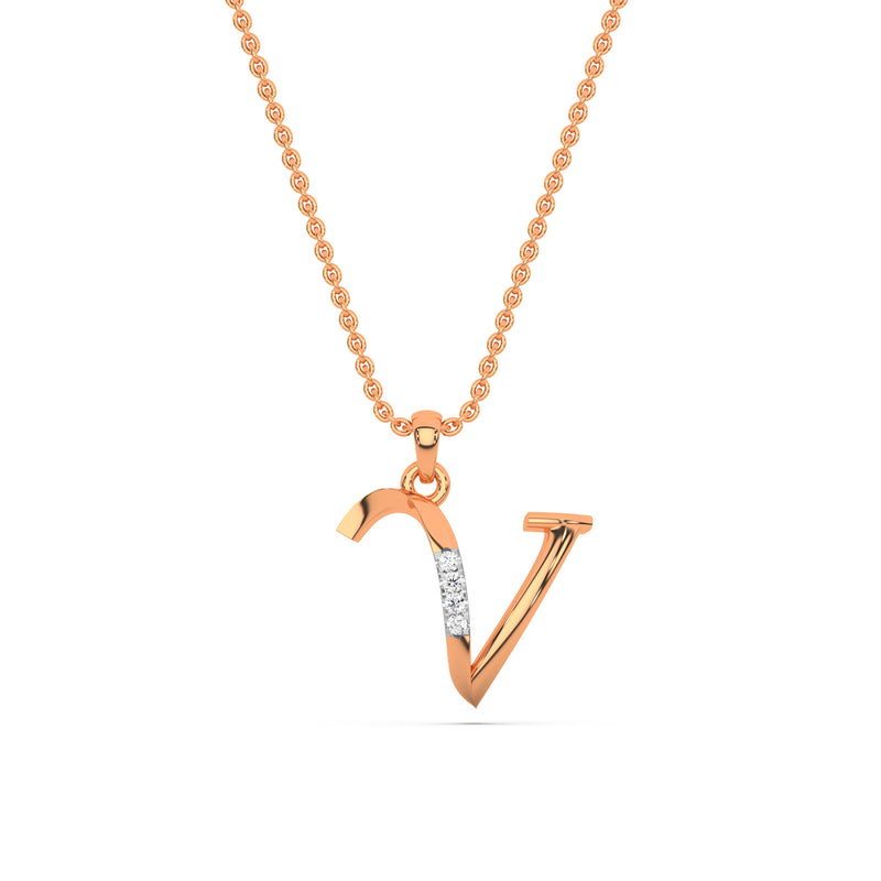 Alphabet V Diamond Pendant