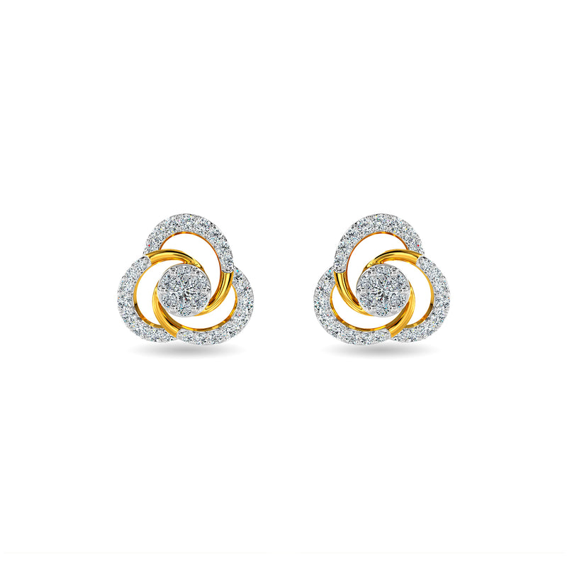Buy Lyrical Yellow Gold and Diamond Earrings Online | ORRA