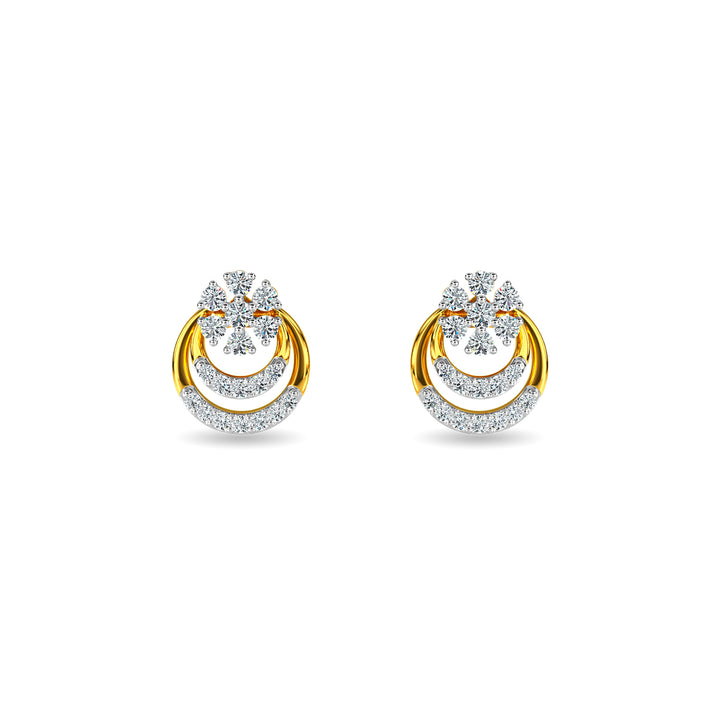 Roberto Coin Petite Venetian Princess Yellow Gold Diamond Stud Earrings |  Lee Michaels Fine Jewelry
