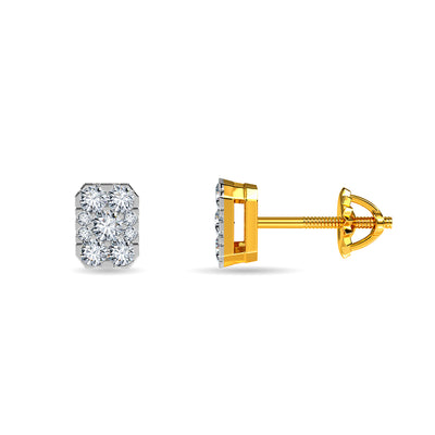 15mm Big Earring Diamond Gold Kite Square Stud Earring Gold Men Screw –  Army's Apparel