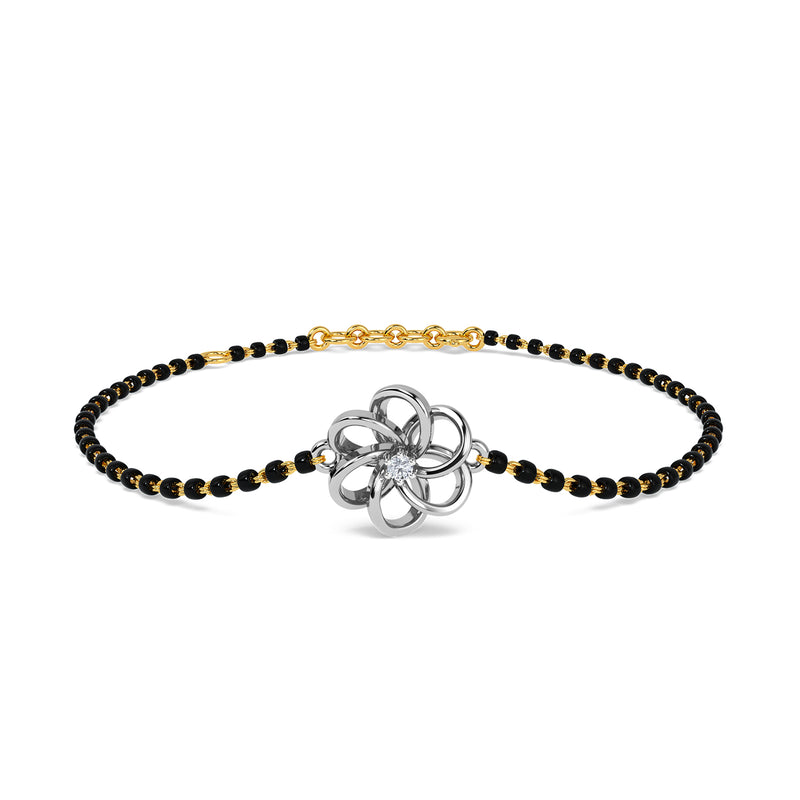 Buy 18K Solid Yellow Gold Double Strand Mangalsutra Bracelet With Gold  Chain and Black Beads, Layered Gold Bracelet, Indian Bridal Bracelet Online  in India - Et… | Black beaded bracelets, Gold bracelet