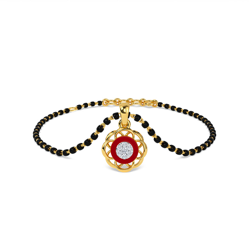 Gold Plated Pearl and Stone Embellished Mangalsutra Bracelet MS21 - PINK  PITCH - 3382554