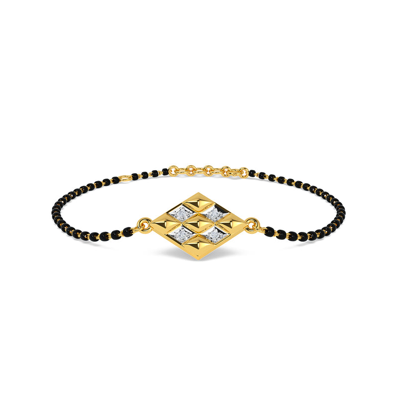 Gold Plated BlacK AD Ball Adjustable Mangalsutra Bracelet – Digital Dress  Room