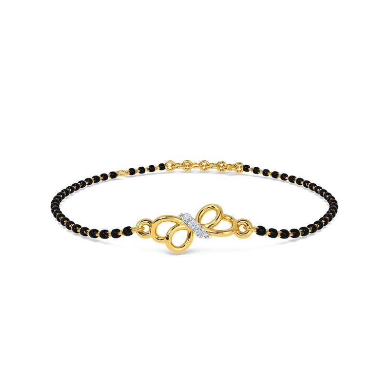 22Kt Gold Black Beads Hand Mangalsutra Bracelet 113VG248
