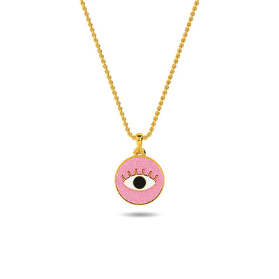 Pink Enamel Evil Eye Pendant – www.pipabella.com